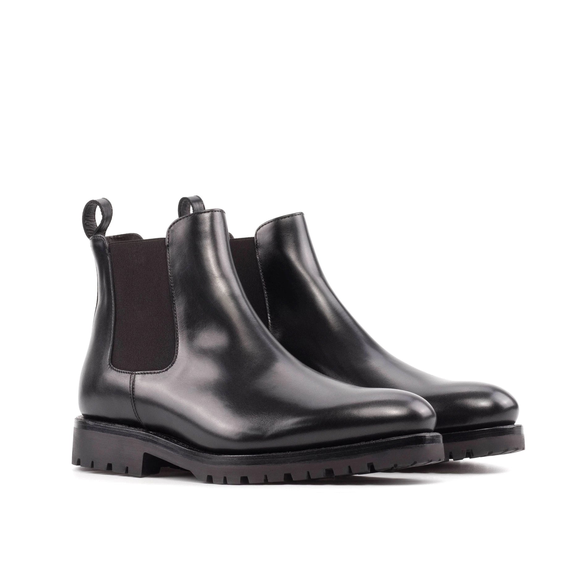 chelsea boots schwarz herren, rahmengenäht goodyear welted, handgemachte chelsea boots, leder chelsea boot herren, schwarze herren stiefel leder, commando sohle schuhe, premium leder chelsea boot, elegante stiefel herren schwarz, spanische schuhmanufaktur herren, hochwertige chelsea boots leder