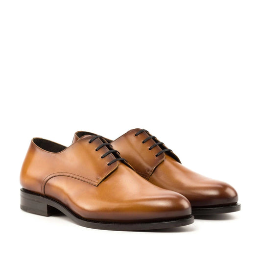 GI-5002 Derby, Derby Cognac, Herrenschuhe Leder, handgefertigte Herrenschuhe, Premium Schuhe Herren, elegante Lederschuhe, hochwertige Derby Schuhe, rahmengenähte Schuhe Herren, braune Herrenschuhe, spanische Schuhmanufaktur