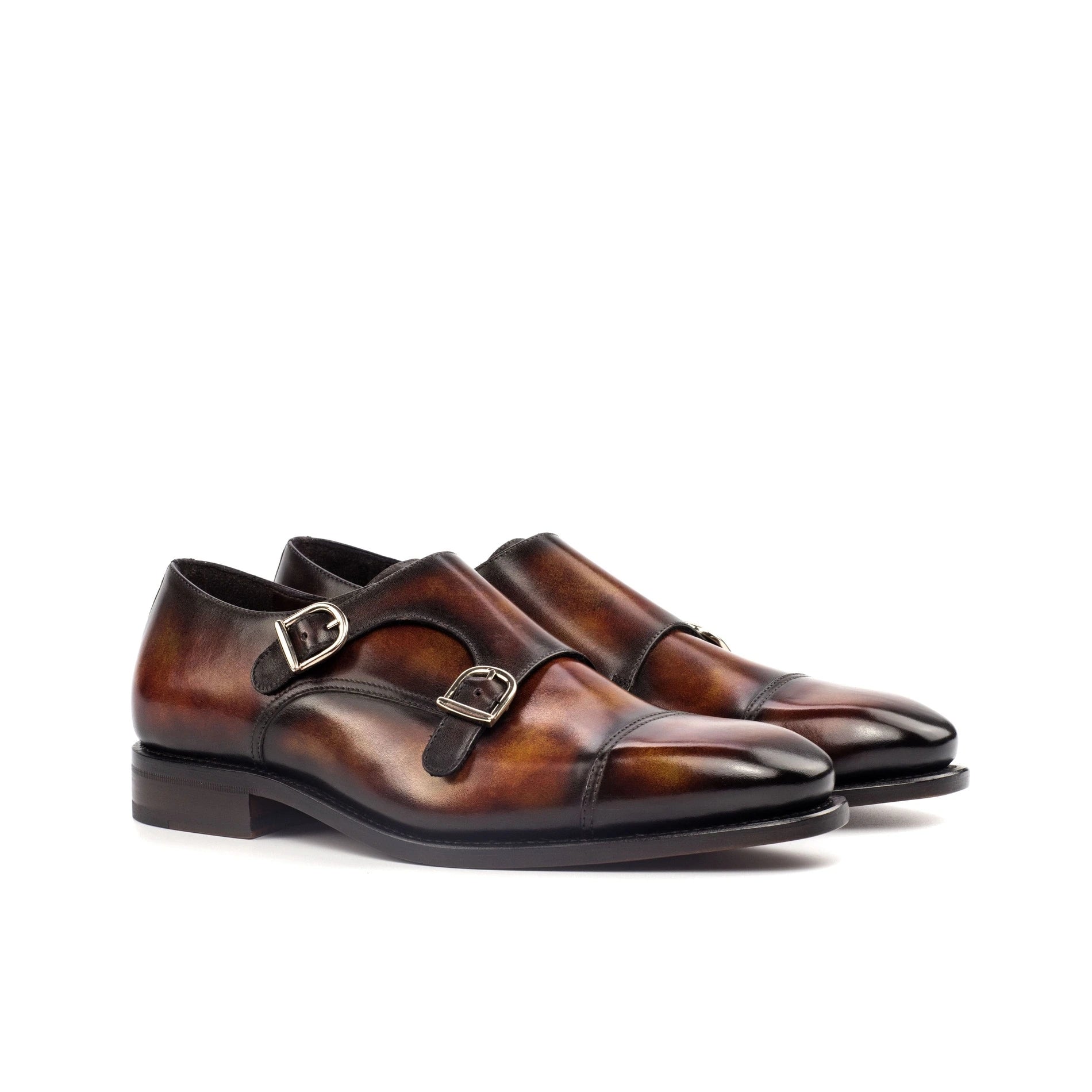 monk strap schuhe, lederschuhe herren, business schuhe herren, monk schuhe, double monk braun, handgefertigte herrenschuhe, fire patina schuhe, elegante business schuhe, rahmengenähte schuhe, exklusive herrenschuhe