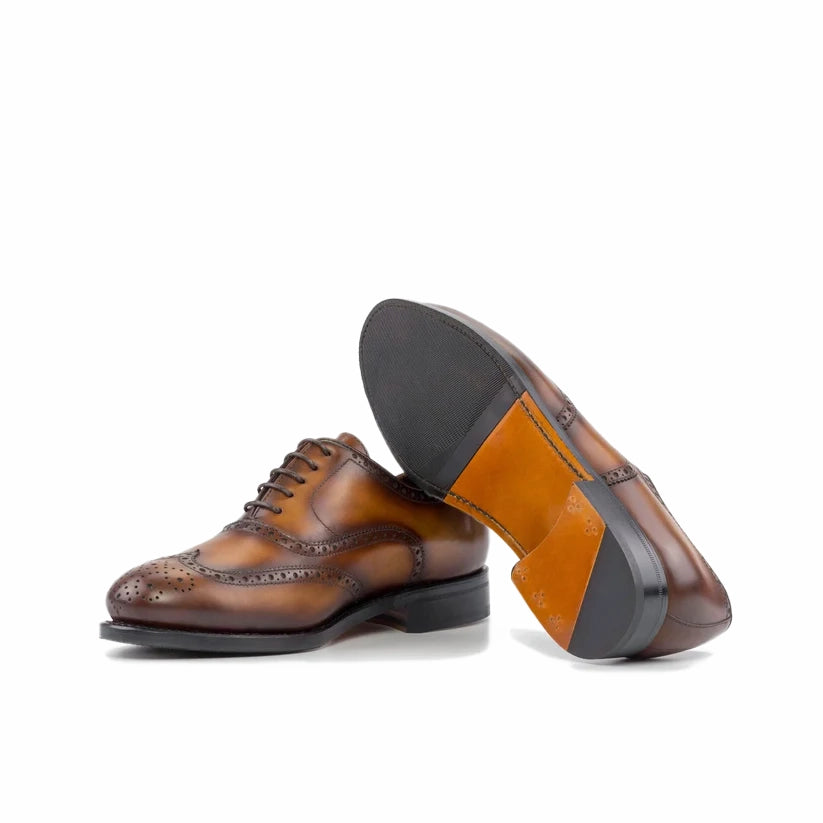 GI-5924 Brogue, Full Brogue Cognac, Herrenschuhe Leder, handgefertigte Herrenschuhe, Brogue Schuhe Herren, Blake stitched Flex Schuhe, spanische Lederschuhe, Full Brogue Herren Cognac, Business Schuhe Herren Leder, flexible Herrenschuhe